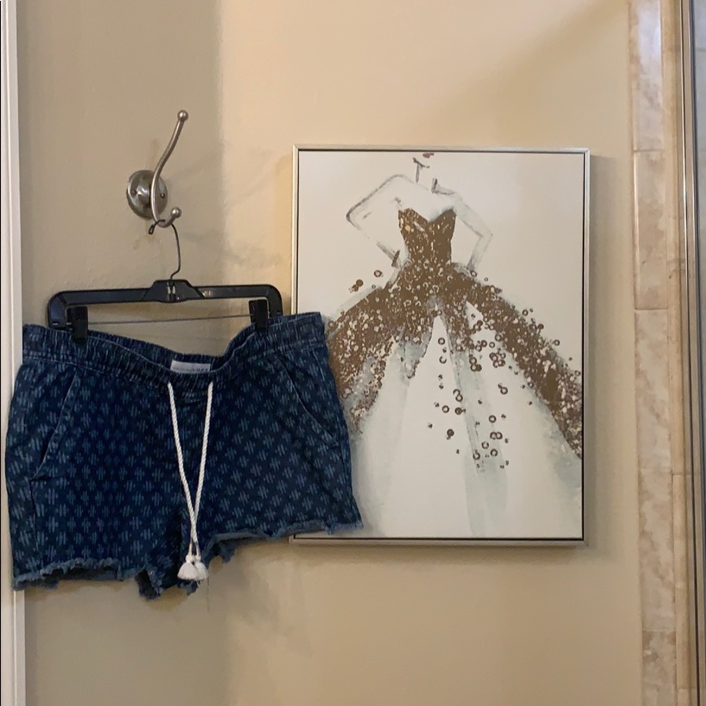 Drawstring Cutoff Printed Jean Shorts LOFT